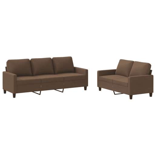 vidaXL 2 pcs conjunto de sofás com almofadões tecido castanho vidaXL 2 pcs conjunto de sofás com almofadões tecido castanho