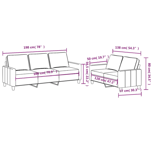 vidaXL 2 pcs conjunto de sofás com almofadões tecido castanho vidaXL 2 pcs conjunto de sofás com almofadões tecido castanho