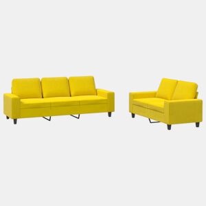 vidaXL 2 pcs conjunto de sofás tecido amarelo-claro
