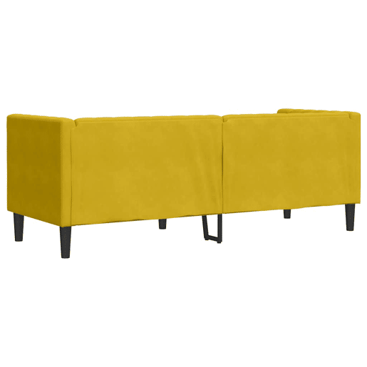vidaXL Sofá chesterfield com rolos 3 lugares veludo amarelo