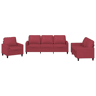vidaXL 3 pcs conjunto sofás c almofadões couro artif. vermelho tinto