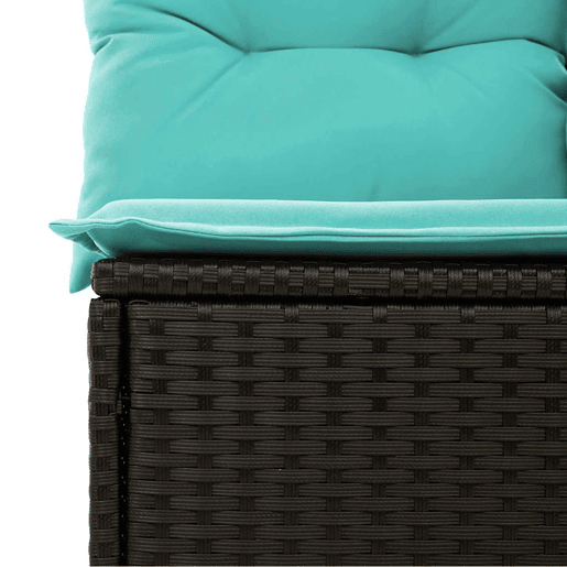 vidaXL Sofá de jardim 3 lugares com almofadões vime PE preto
