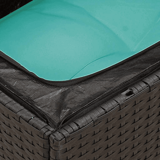 vidaXL Sofá de jardim 3 lugares com almofadões vime PE preto