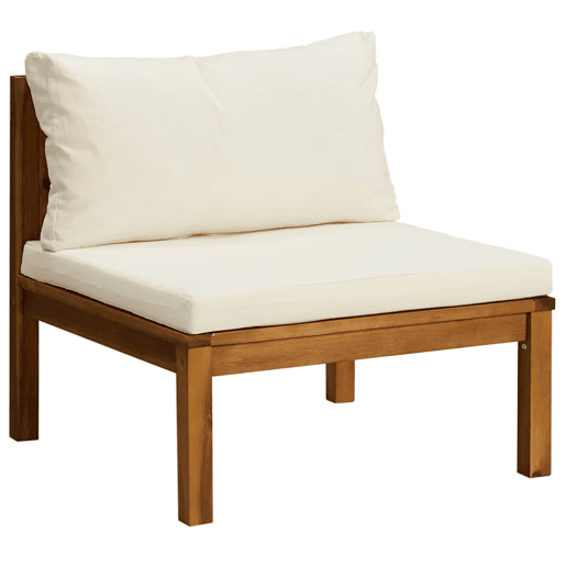 vidaXL 2 pcs conjunto sofás de jardim c almofadões branco nata acácia