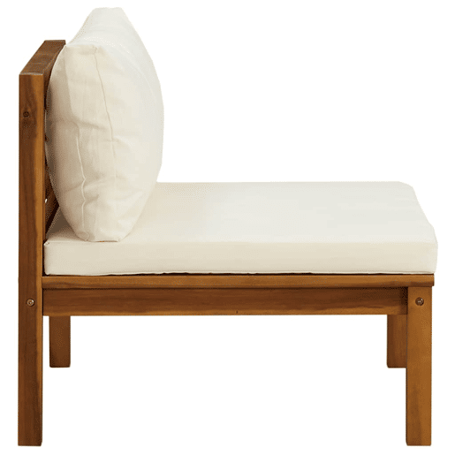 vidaXL 2 pcs conjunto sofás de jardim c almofadões branco nata acácia