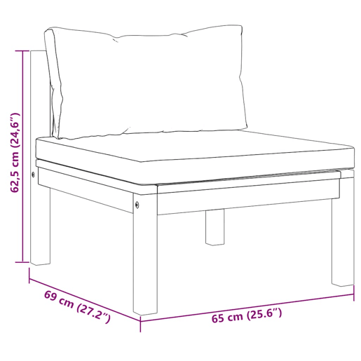 vidaXL 2 pcs conjunto sofás de jardim c almofadões branco nata acácia
