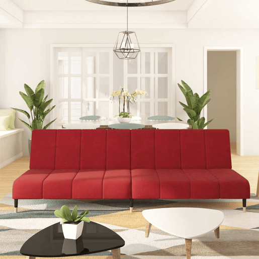 Sofá-cama, Sofá conversível de 2 lugares veludo vermelho tinto