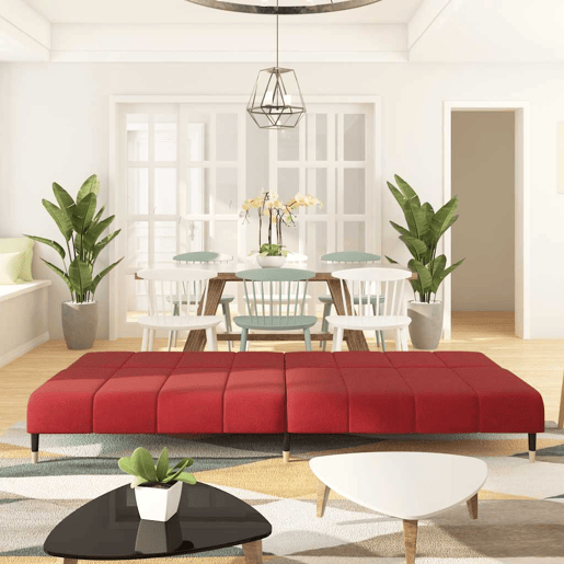 Sofá-cama, Sofá conversível de 2 lugares veludo vermelho tinto