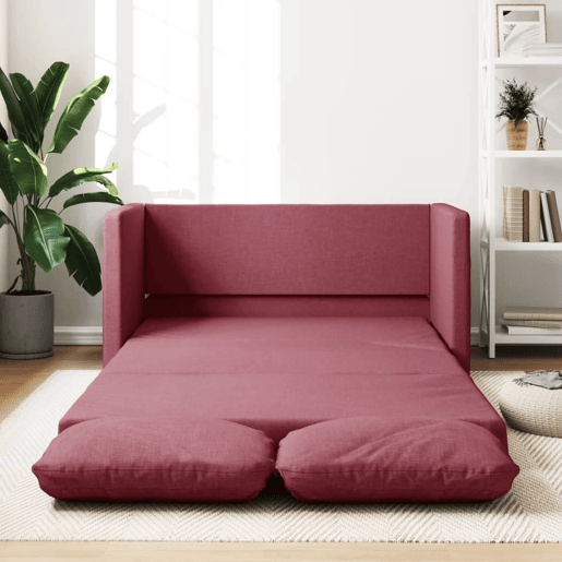 Sofá-cama, Sofá conversível sem pés 112x174x55 cm tecido vermelho tinto