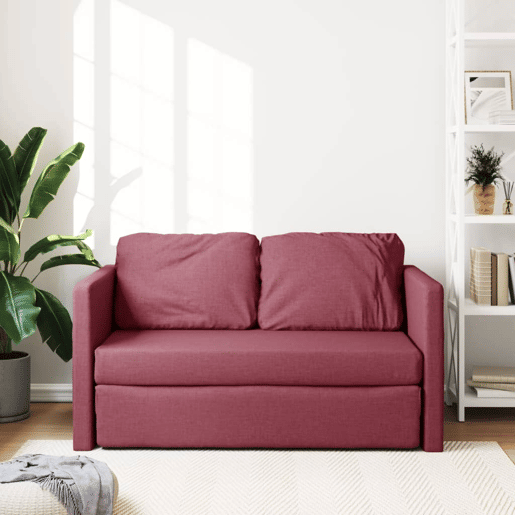 Sofá-cama, Sofá conversível sem pés 112x174x55 cm tecido vermelho tinto
