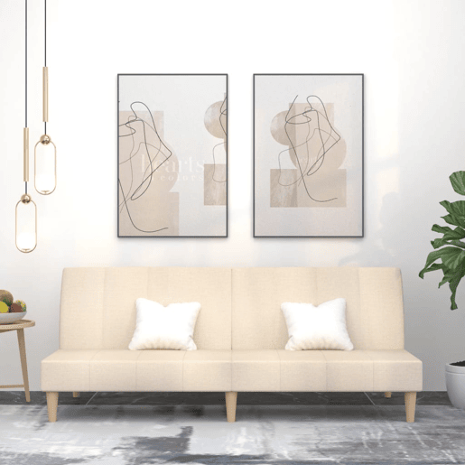 Sofá-cama, Sofá conversível de 2 lugares tecido cor creme