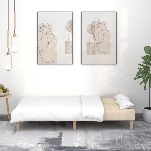 Sofá-cama, Sofá conversível de 2 lugares tecido cor creme