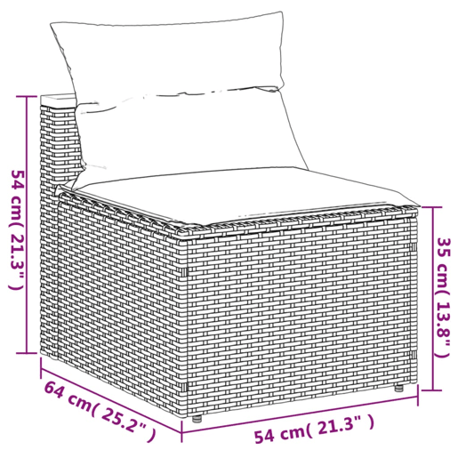 vidaXL Sofás de jardim sem braços com almofadões 2 pcs vime PE cinza vidaXL Sofás de jardim sem braços com almofadões 2 pcs vime PE cinza