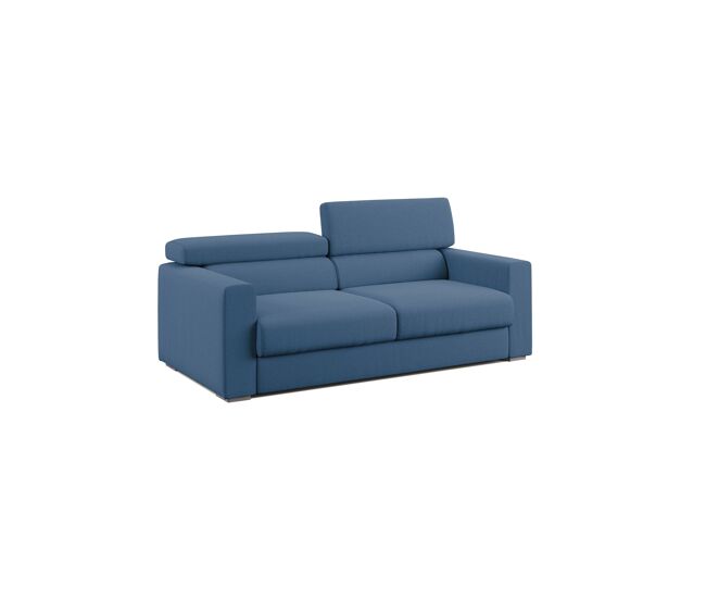 Dylan sofá con pouf extraíble en tejido efecto algodón impermeable 158 cm azul
