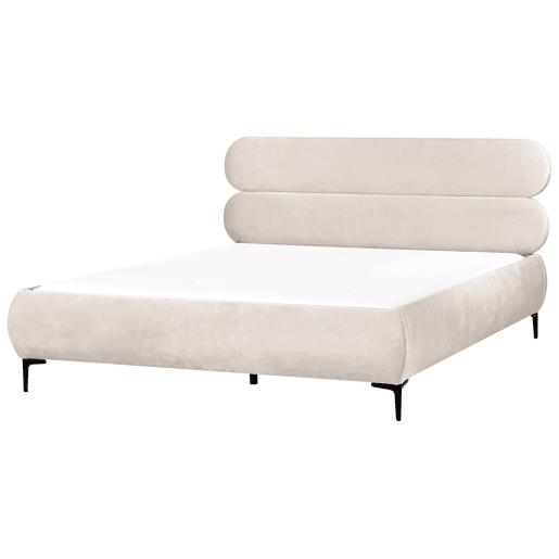 Cama Veludo LESSAY 180 x 200 cm Creme claro
