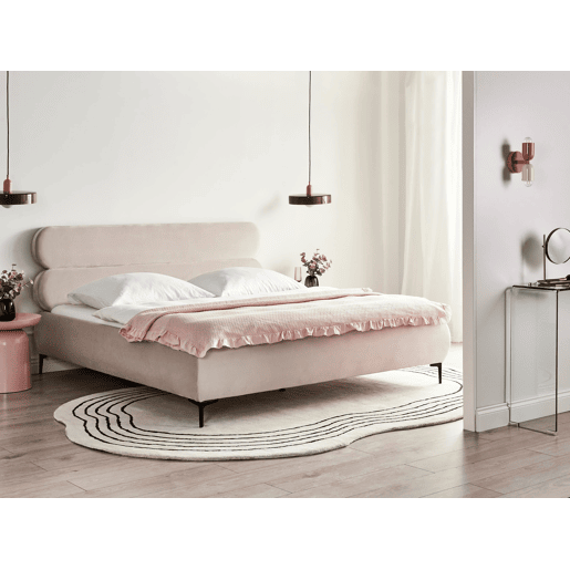 Cama Veludo LESSAY 180 x 200 cm Creme claro