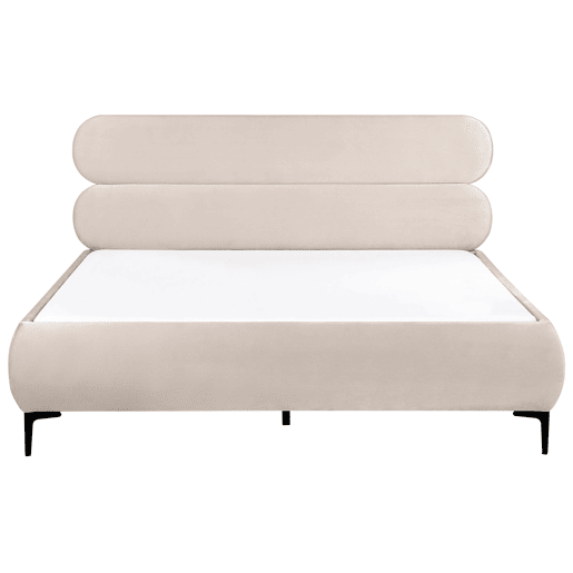 Cama Veludo LESSAY 180 x 200 cm Creme claro