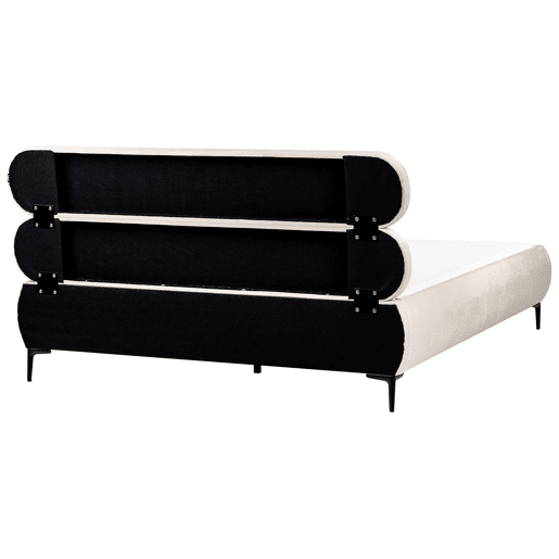 Cama Veludo LESSAY 180 x 200 cm Creme claro