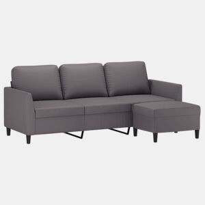 vidaXL Sofá de 3 lugares c apoio de pés 180 cm couro artificial cinza