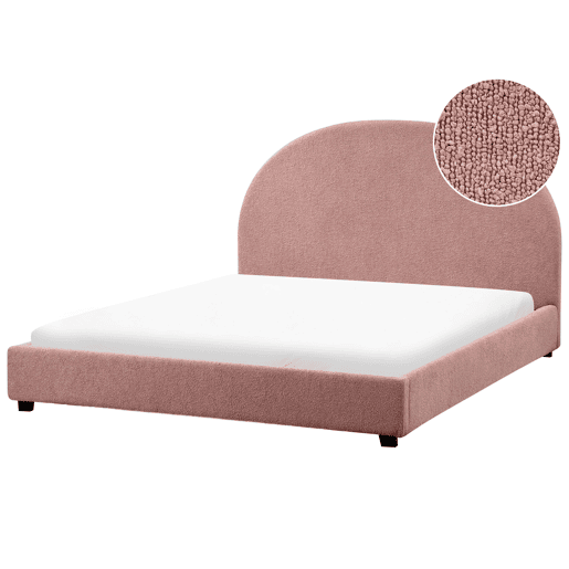 Cama Bouclé VAUCLUSE 140 x 200 cm Rosa pastel Cama Bouclé VAUCLUSE 140 x 200 cm Rosa pastel