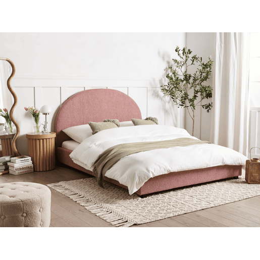 Cama Bouclé VAUCLUSE 140 x 200 cm Rosa pastel Cama Bouclé VAUCLUSE 140 x 200 cm Rosa pastel