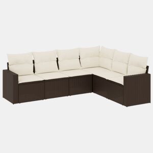 vidaXL 6 pcs conjunto de sofás jardim c almofadões vime PE castanho