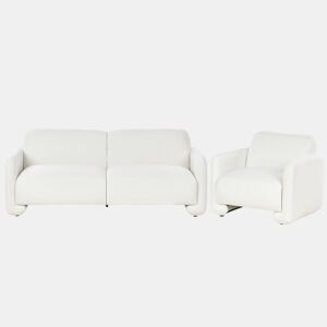 Conjunto de sala de estar SALAND Tecido Branco 4 lugares