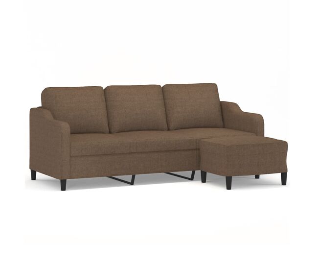 Vidaxl sofá de 3 plazas con taburete de tela marrón 180 cm