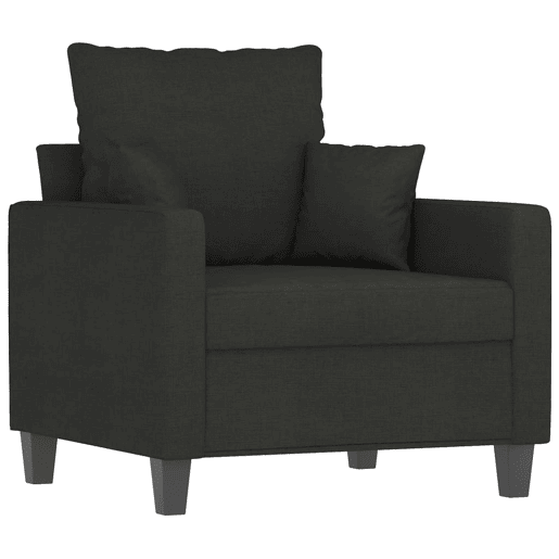 vidaXL 3 pcs conjunto de sofás com almofadas tecido preto