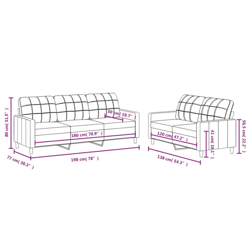 vidaXL 2 pcs conjunto de sofás com almofadões tecido cinza-acastanhado
