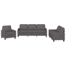 vidaXL 3 pcs conjunto de sofás c almofadões couro artificial cinzento