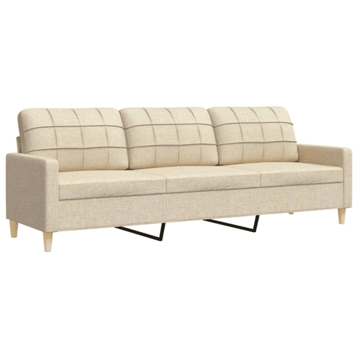 vidaXL 3pcs conjunto de sofás c almofadas decorativas tecido creme