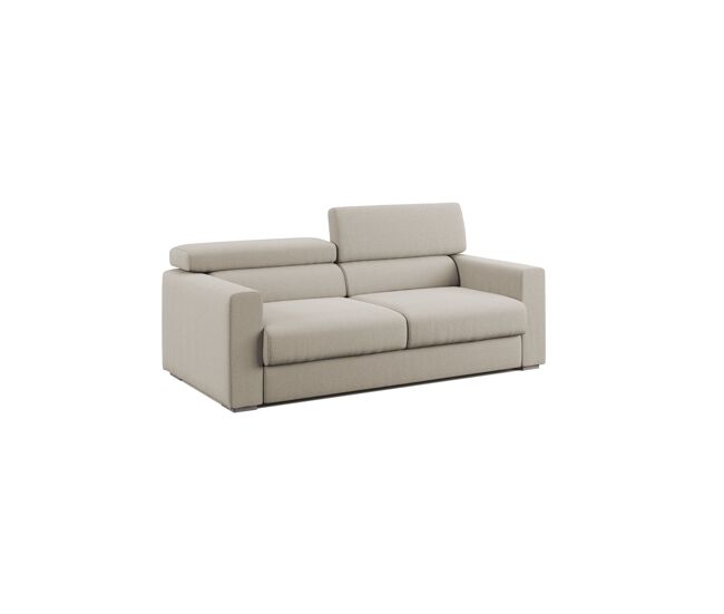 Dylan sofá con pouf extraíble en tejido efecto algodón impermeable 188 cm crema