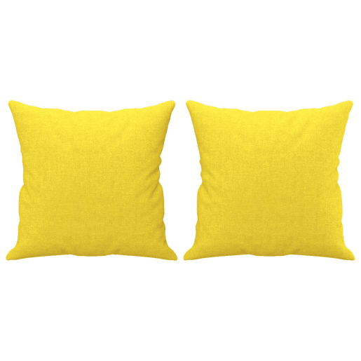 vidaXL 2 pcs conjunto de sofás com almofadas tecido amarelo-claro vidaXL 2 pcs conjunto de sofás com almofadas tecido amarelo-claro