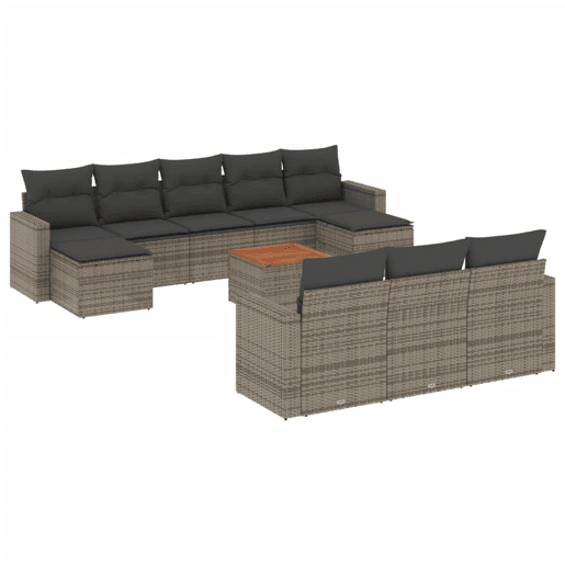 vidaXL 11 pcs conjunto sofás de jardim c almofadões vime PE cinzento
