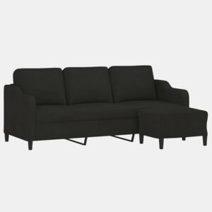 vidaXL Sofá de 3 lugares com apoio de pés 180 cm tecido preto