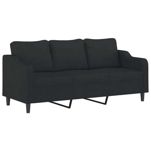 vidaXL Sofá de 3 lugares com apoio de pés 180 cm tecido preto