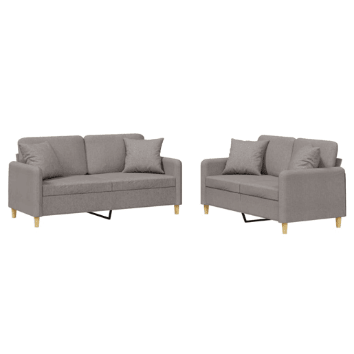 vidaXL 2 pcs conjunto de sofás com almofadas tecido cinza-acastanhado