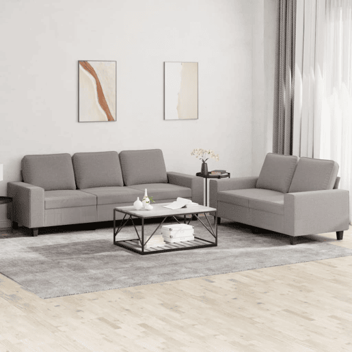 vidaXL 2 pcs conjunto de sofás tecido cinzento-acastanhado