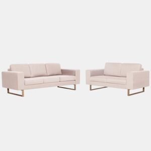 vidaXL 2 pcs conjunto de sofás tecido cor creme