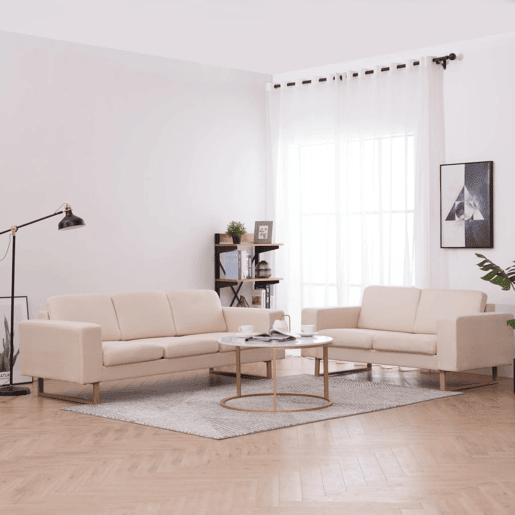 vidaXL 2 pcs conjunto de sofás tecido cor creme vidaXL 2 pcs conjunto de sofás tecido cor creme