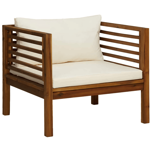 vidaXL Cadeira de jardim com almofadões branco nata acácia maciça vidaXL Cadeira de jardim com almofadões branco nata acácia maciça