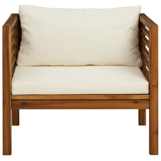 vidaXL Cadeira de jardim com almofadões branco nata acácia maciça vidaXL Cadeira de jardim com almofadões branco nata acácia maciça