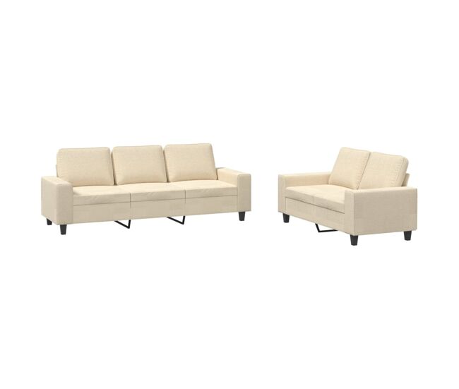 Vidaxl juego de sofás 2 piezas tela color crema