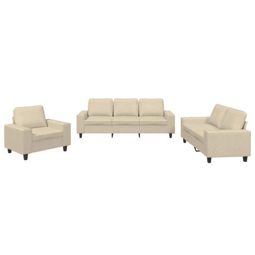 vidaXL 3 pcs conjunto de sofás tecido cor creme vidaXL 3 pcs conjunto de sofás tecido cor creme