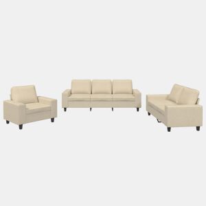 vidaXL 3 pcs conjunto de sofás tecido cor creme