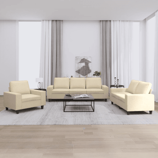 vidaXL 3 pcs conjunto de sofás tecido cor creme vidaXL 3 pcs conjunto de sofás tecido cor creme