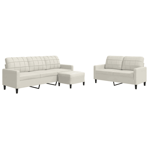 vidaXL 3 pcs conjunto de sofás com almofadões veludo cor creme vidaXL 3 pcs conjunto de sofás com almofadões veludo cor creme