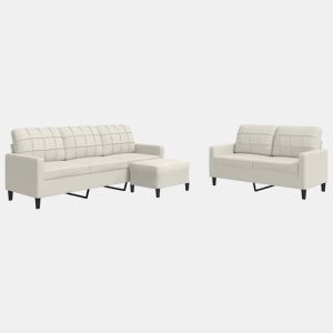 vidaXL 3 pcs conjunto de sofás com almofadões veludo cor creme