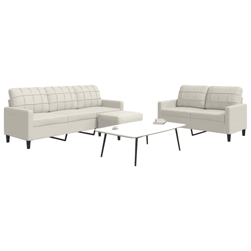 vidaXL 3 pcs conjunto de sofás com almofadões veludo cor creme vidaXL 3 pcs conjunto de sofás com almofadões veludo cor creme